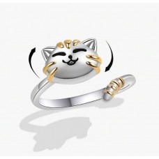 Anillo Ajustable Girasol Luna Giratorio Anti Estrés Regalo Gato